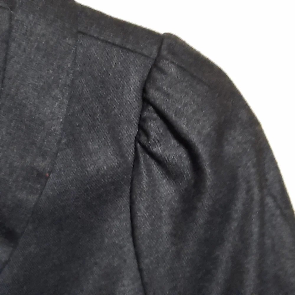 REBECCA TAYLOR Wool Crop Blazer Eyelet Peplum Detail Puff Shoulder Grey Gray XS - Picture 5 of 11